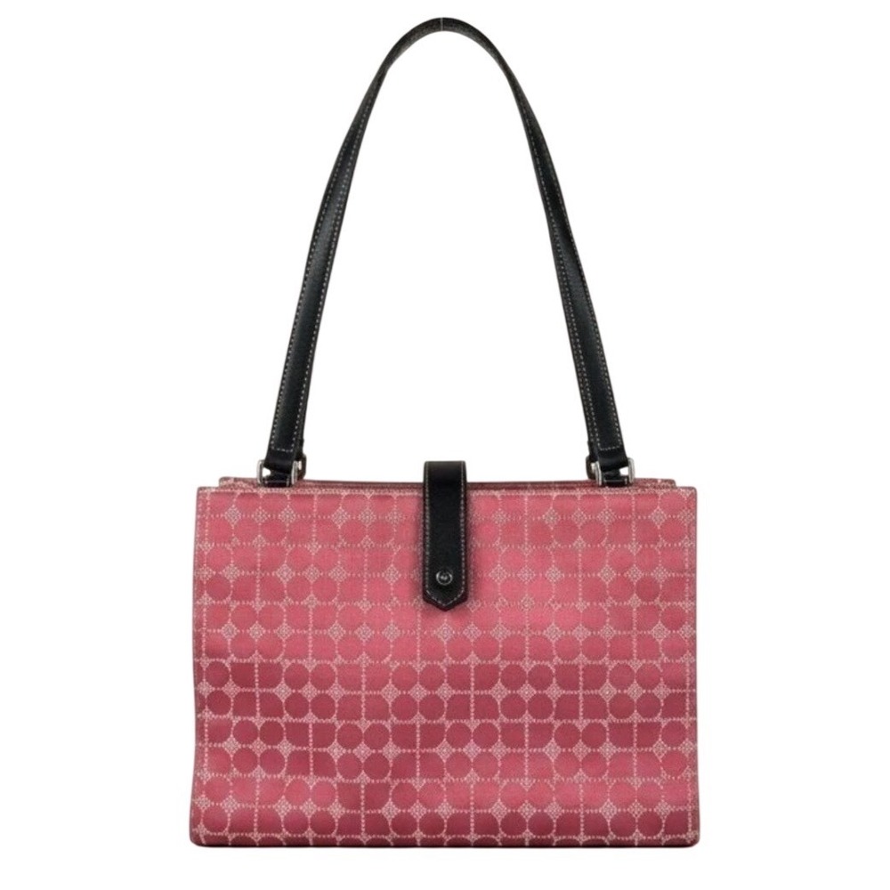 Kate Spade New York Pink Cotton Jacquard Spade Pattern Shoulder Bag Leather Trim